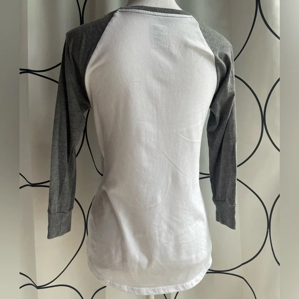 Hello Kitty Old Navy Long Sleeve Ringer Tee |White Gray | Size Small